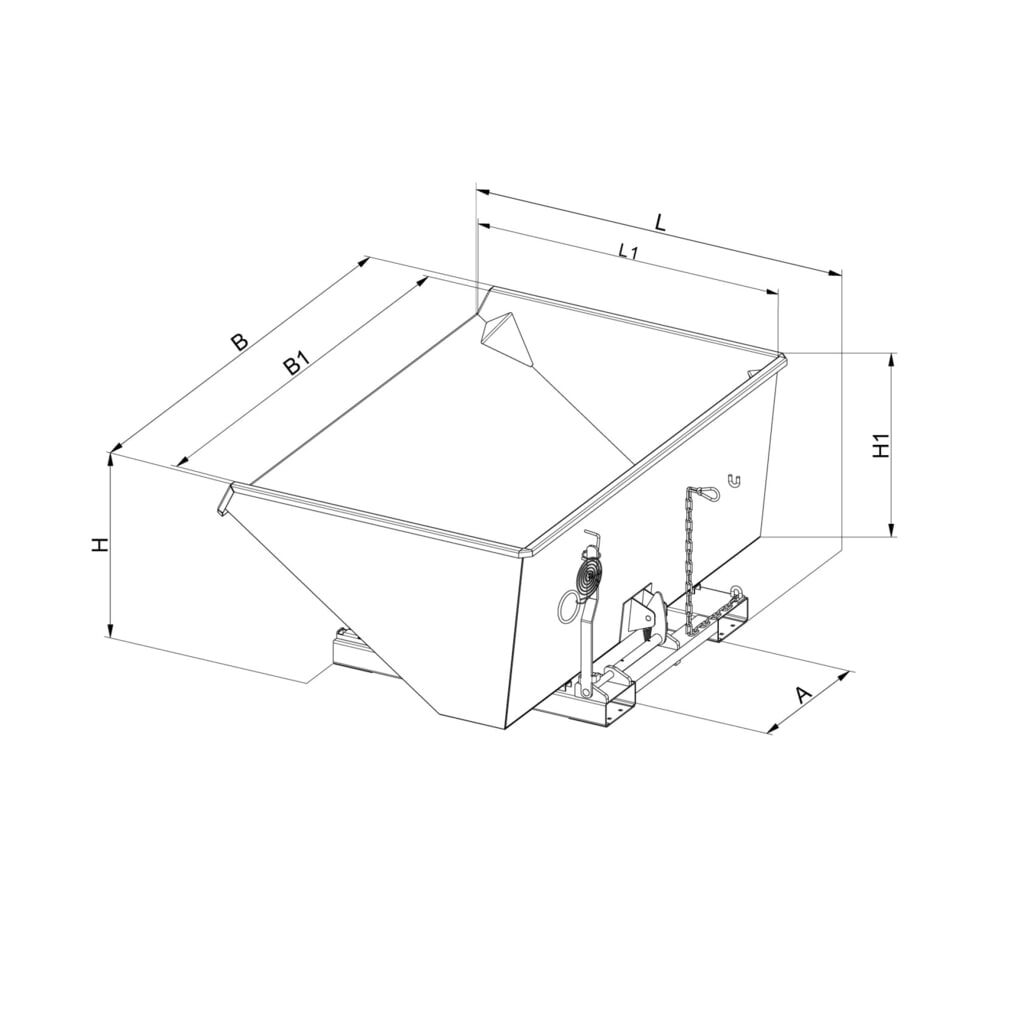 Eichinger® Benne basculante pour charges lourdes avec patins de roulement, 1500 kg, 1250 litres, gris anthracite N° de l'image du produit 2 : Eichinger® Benne basculante pour charges lourdes avec patins de roulement, 1500 kg, 1250 litres, gris anthracite