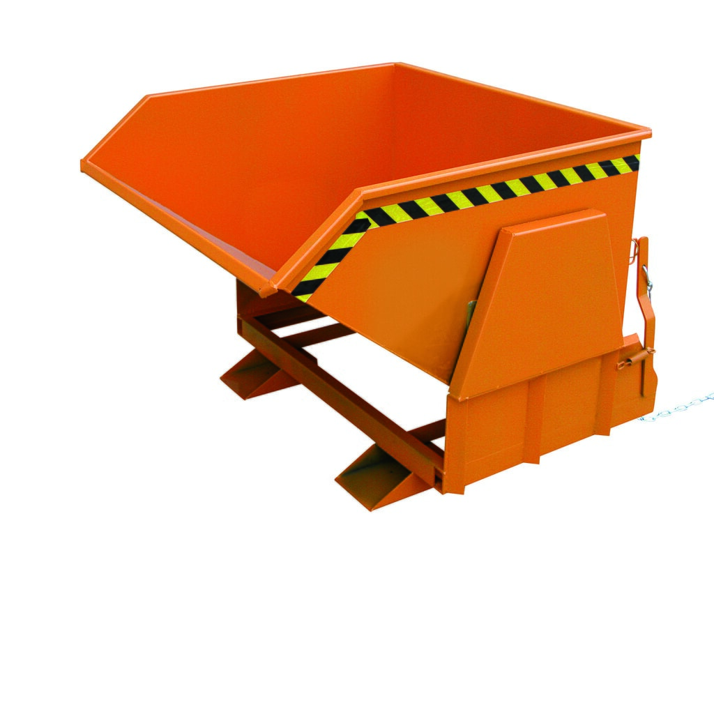 Eichinger® Benne basculante pour charges lourdes avec patins de roulement protégés, 2 000 kg, 1 000 litres, orangé pur Illustration du produit: Eichinger® Benne basculante pour charges lourdes avec patins de roulement protégés, 2 000 kg, 1 000 litres, orangé pur