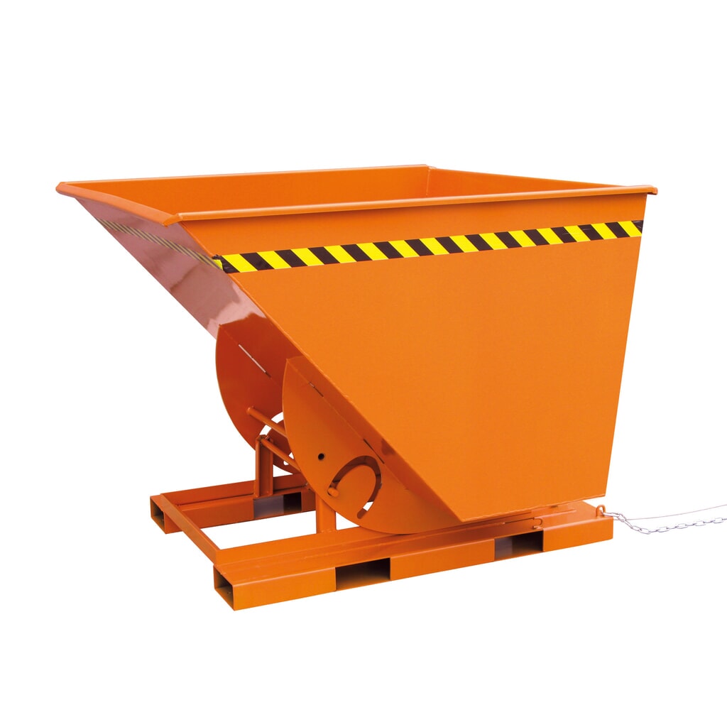N° de l'image du produit 1 : Benne basculante Eichinger® hauteur de construction élevée, basculable transversalement au sens de la marche et dans le sens de la marche, 1 000 kg, 300 litres, orangé pur