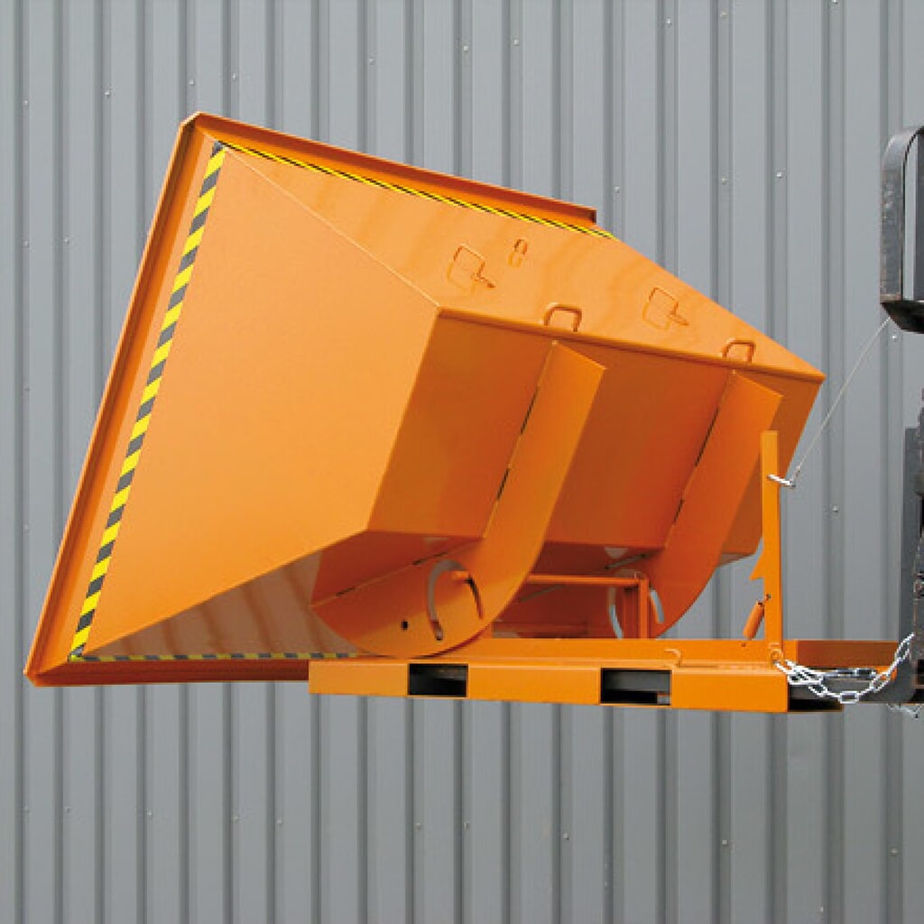Benne basculante Eichinger® hauteur de construction élevée, basculable transversalement au sens de la marche et dans le sens de la marche, 1 000 kg, 300 litres, orangé pur N° de l'image du produit 2 : Benne basculante Eichinger® hauteur de construction élevée, basculable transversalement au sens de la marche et dans le sens de la marche, 1 000 kg, 300 litres, orangé pur