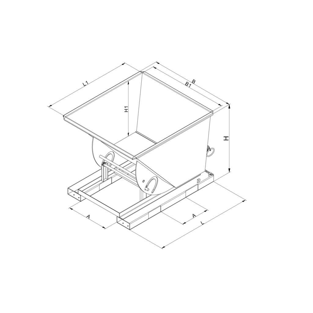 Benne basculante Eichinger® hauteur de construction élevée, basculable transversalement au sens de la marche et dans le sens de la marche, 1 000 kg, 300 litres, orangé pur N° de l'image du produit 3 : Benne basculante Eichinger® hauteur de construction élevée, basculable transversalement au sens de la marche et dans le sens de la marche, 1 000 kg, 300 litres, orangé pur