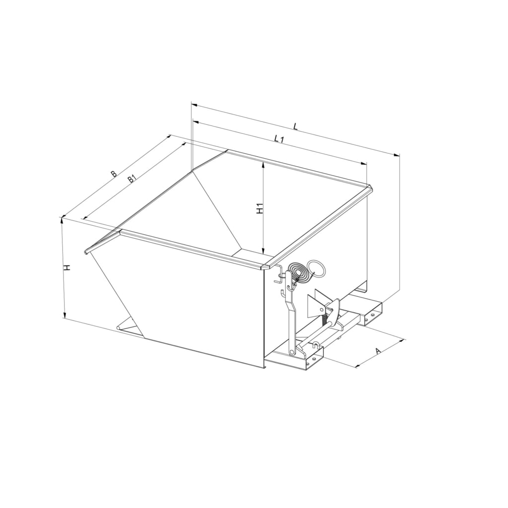 Conteneur basculant avec déroulage automatique, basse Hauteur de construction, volume 0,5 m³, bleu gentiane N° de l'image du produit 6 : Conteneur basculant avec déroulage automatique, basse Hauteur de construction, volume 0,5 m³, bleu gentiane