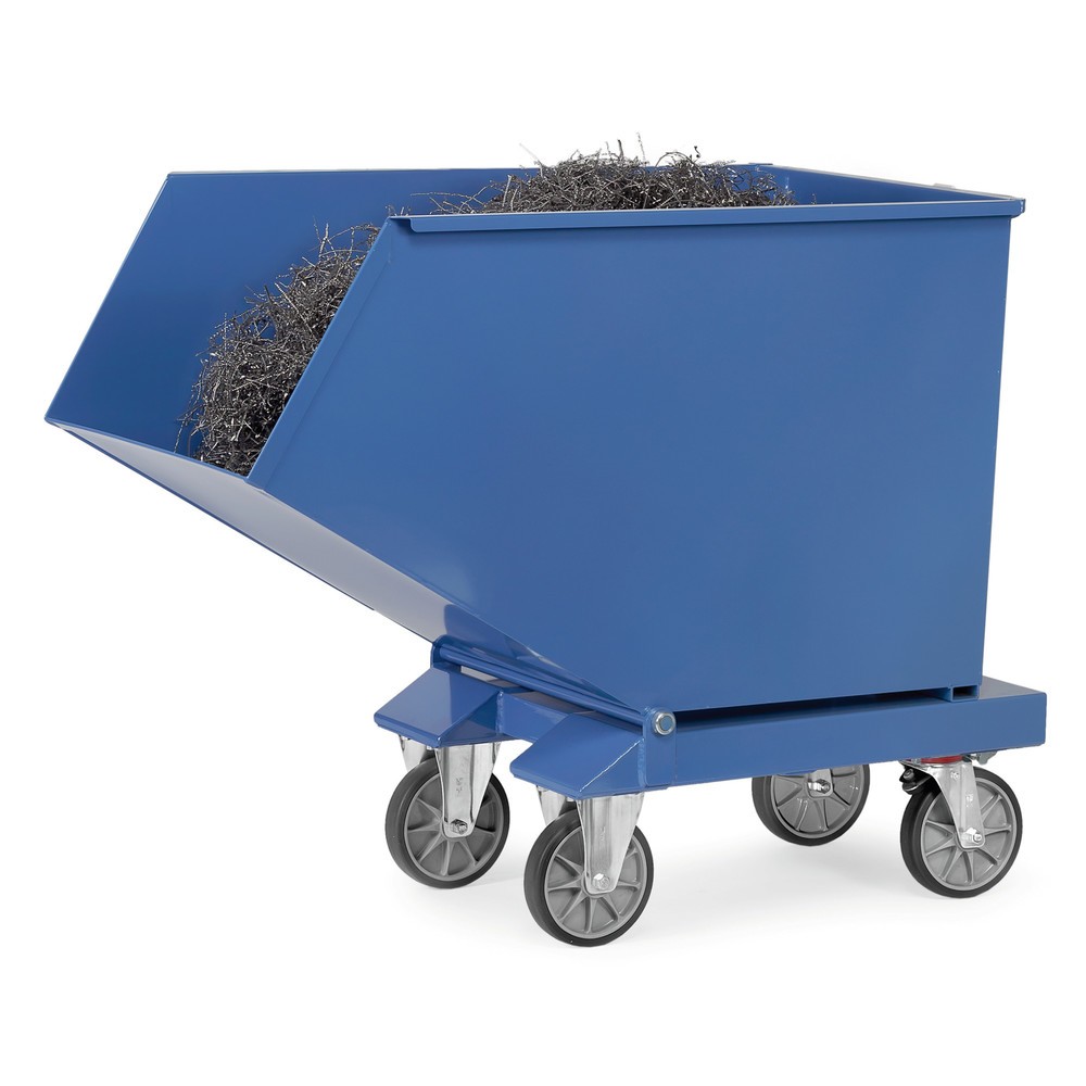 Numéro de l'image du produit 3: Benne basculante fetra® avec robinet de vidange, volume 0,45 m³, RAL 5007 bleu brillant