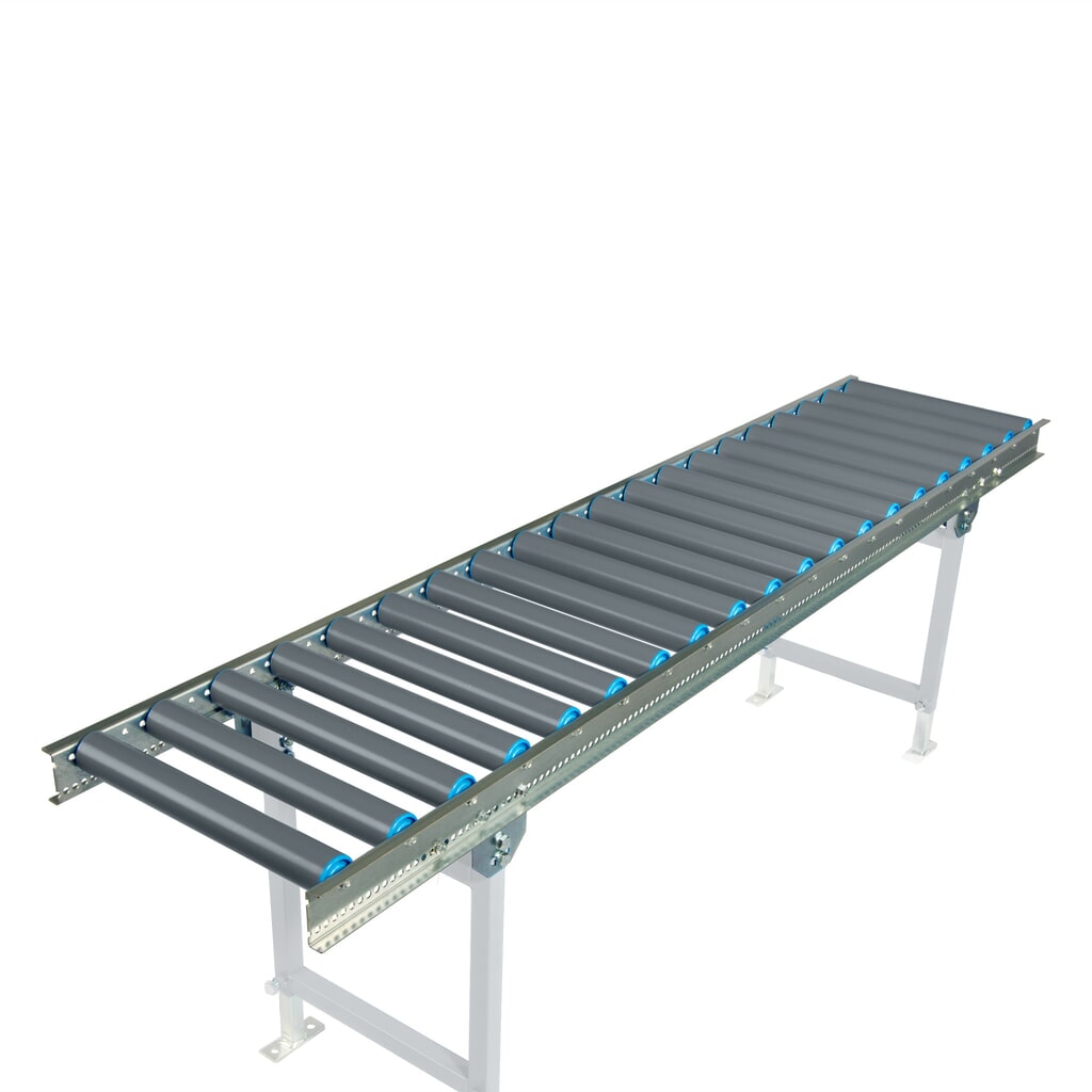 N° de l'image du produit 1 : Convoyeur à rouleaux légers BLUME, acier inoxydable 1.4301, largeur de voie 400 mm, longueur de voie 1 m, entraxe 100 mm