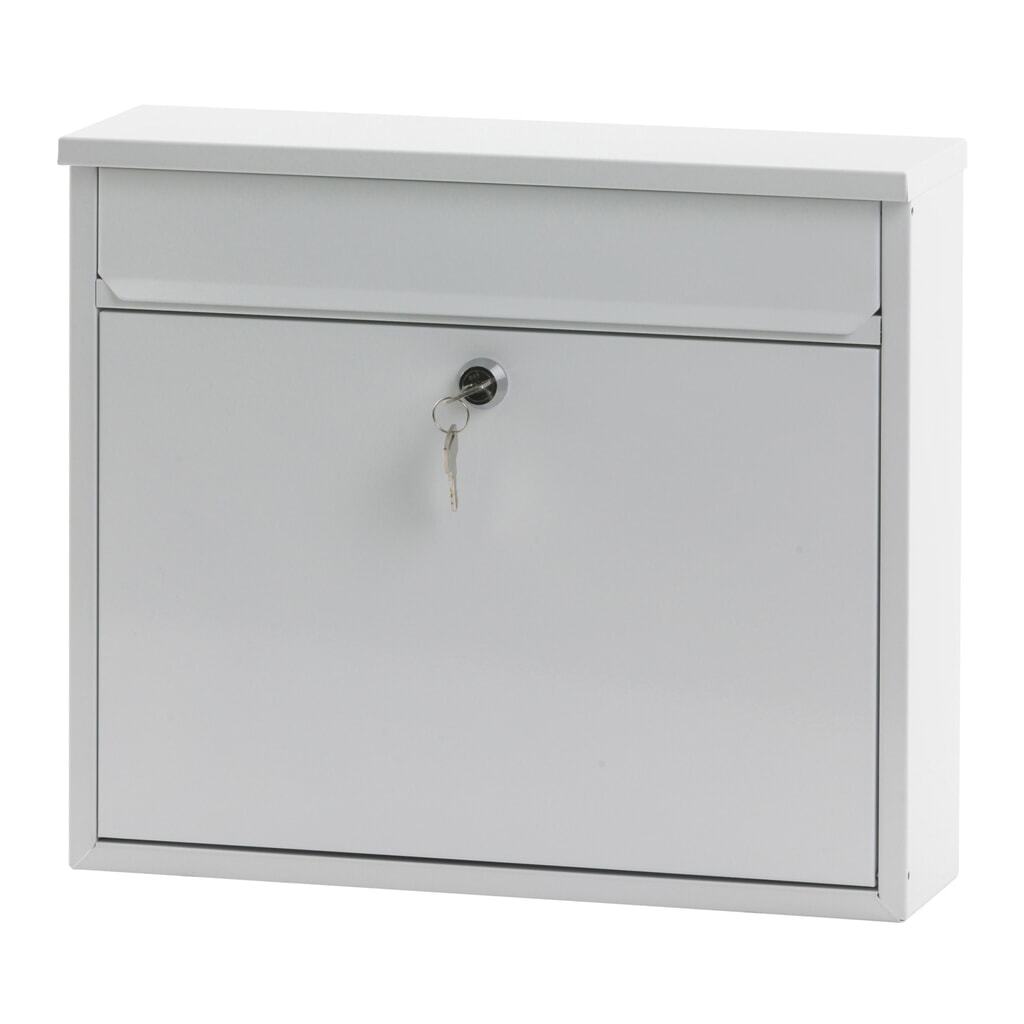 Boîte aux lettres murale Granadan, avec serrure à cylindre, en acier galvanisé, blanc Illustration du produit: Boîte aux lettres murale Granadan, avec serrure à cylindre, en acier galvanisé, blanc