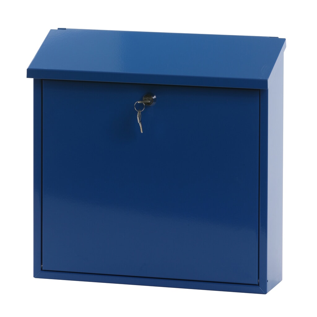 Illustration du produit: Boîte aux lettres murale Malagan, avec serrure à cylindre, en acier galvanisé, bleu
