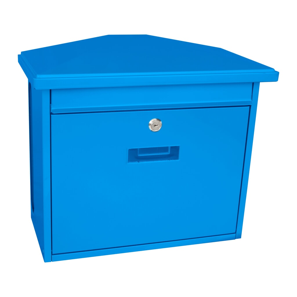 Boîte aux lettres murale Zamoran, en acier galvanisé, bleu N° de l'image du produit 1 : Boîte aux lettres murale Zamoran, en acier galvanisé, bleu