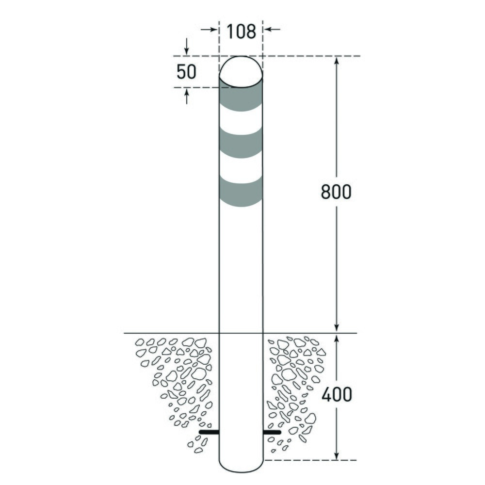 Numéro de l'image du produit 2: Borne de protection pour bornes de recharge II, Ø 108 mm, hauteur 800 mm, pour fixation en béton, acier, plastifié, anneaux réfléchissants bleus