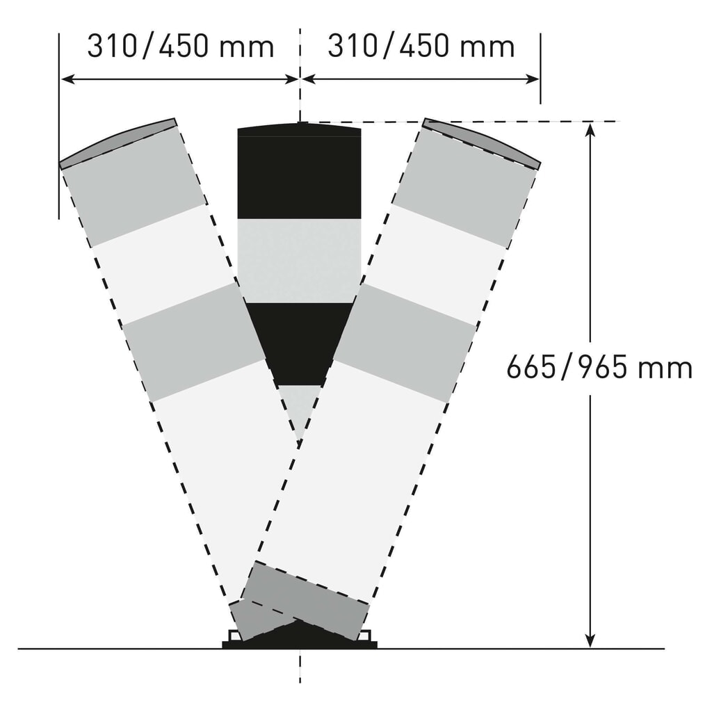 N° de l'image du produit 7 : MORAVIA Borne de protection inclinable Swing, pour l’extérieur, HxØ 965 x 159 mm