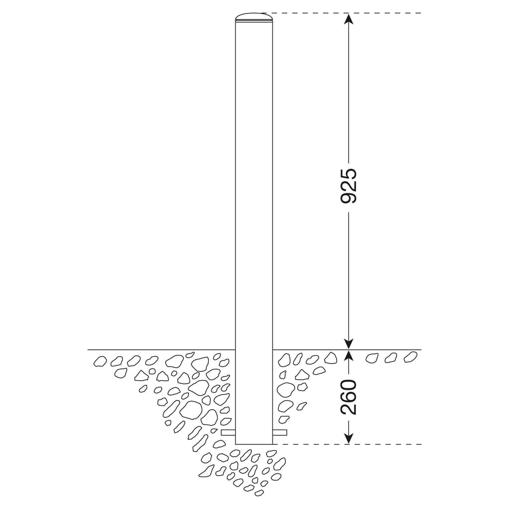 Borne en acier inoxydable MILANO MORAVIA, à bétonner, H x Ø 925 (+260) x 60 mm N° de l'image du produit 2 : Borne en acier inoxydable MILANO MORAVIA, à bétonner, H x Ø 925 (+260) x 60 mm