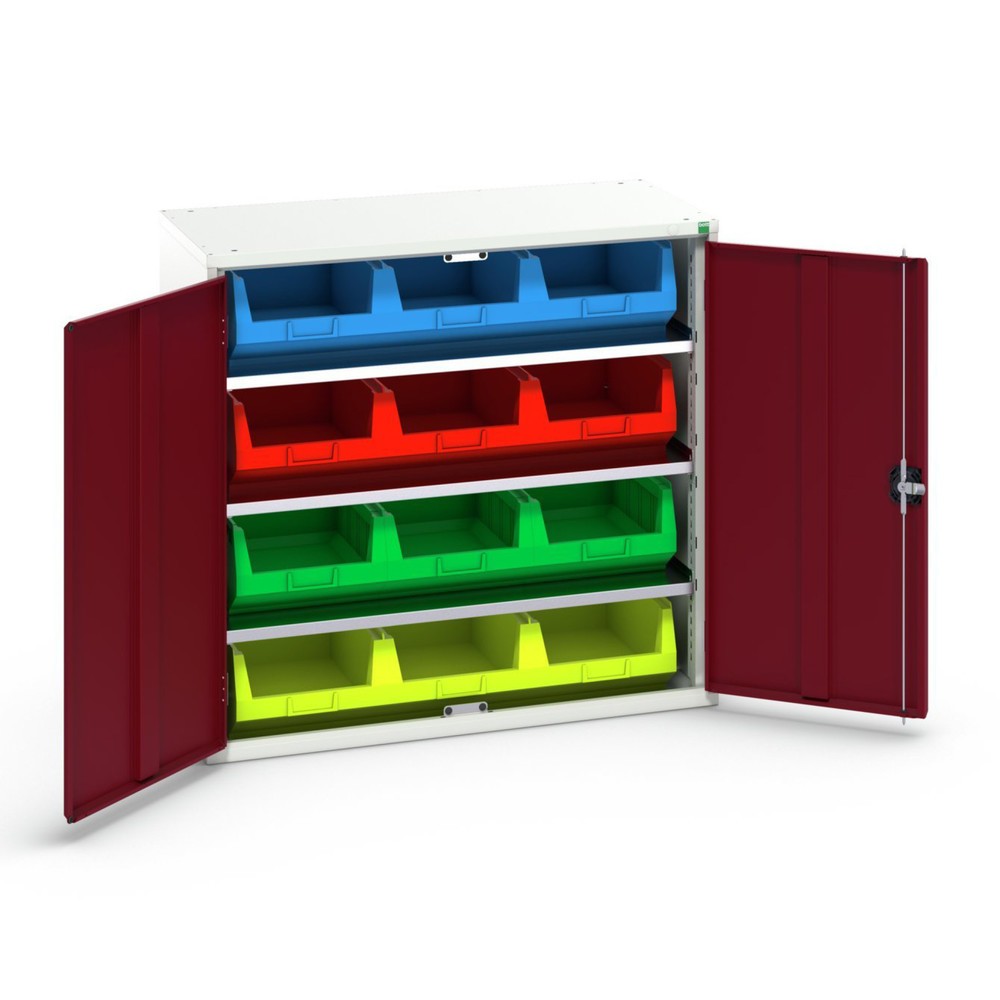 N° de l'image du produit 1 : bott Armoire à bacs verso, avec 3 tablettes et 12 bacs à bec, lxPxH : 1 050 x 550 x 1 000 mm