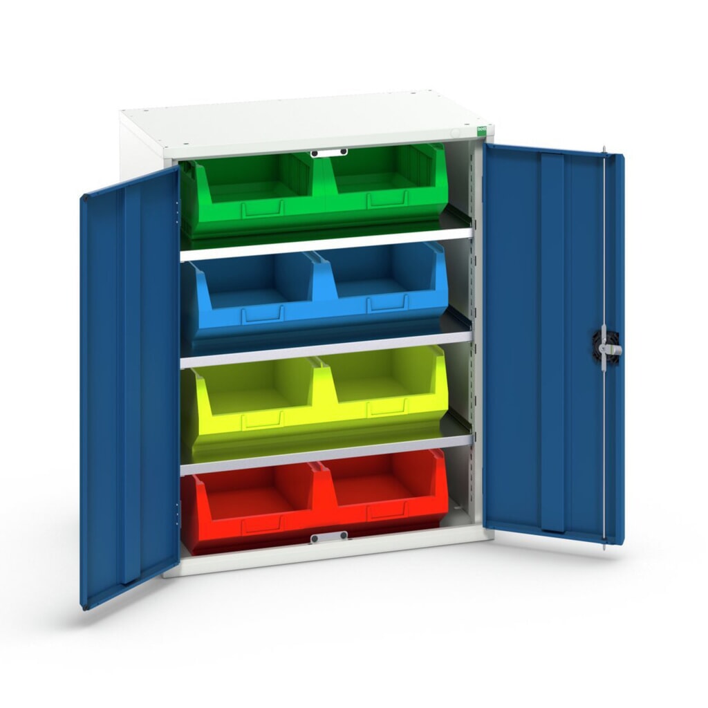bott Armoire à bacs verso, avec 3 tablettes et 8 bacs à bec, lxPxH : 800 x 550 x 1 000 mm N° de l'image du produit 1 : bott Armoire à bacs verso, avec 3 tablettes et 8 bacs à bec, lxPxH : 800 x 550 x 1 000 mm