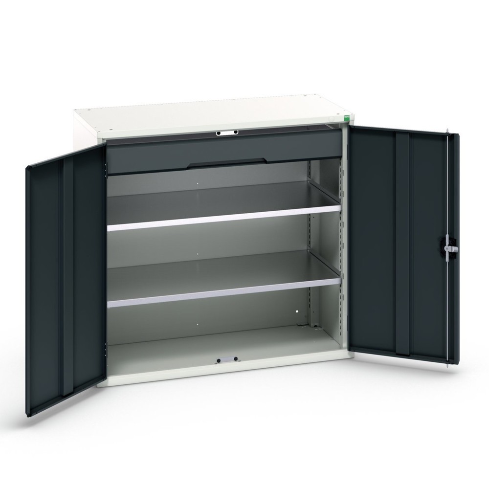 N° de l'image du produit 1 : bott Armoire à portes battantes avec tiroir verso, avec 2 tablettes et 1 tiroir, lxPxH : 1 050 x 550 x 1 000 mm