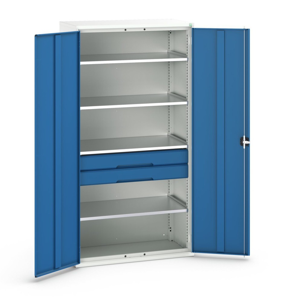 N° de l'image du produit 1 : bott Armoire à portes battantes avec tiroirs verso, avec 4 tablettes et 2 tiroirs, lxPxH : 1 050 x 550 x 2 000 mm