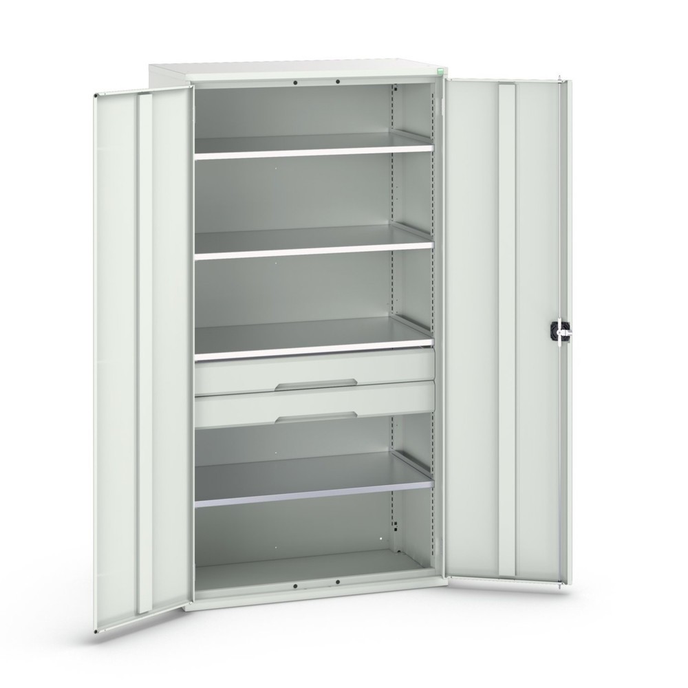 N° de l'image du produit 1 : bott Armoire à portes battantes avec tiroirs verso, avec 4 tablettes et 2 tiroirs, lxPxH : 1 050 x 550 x 2 000 mm