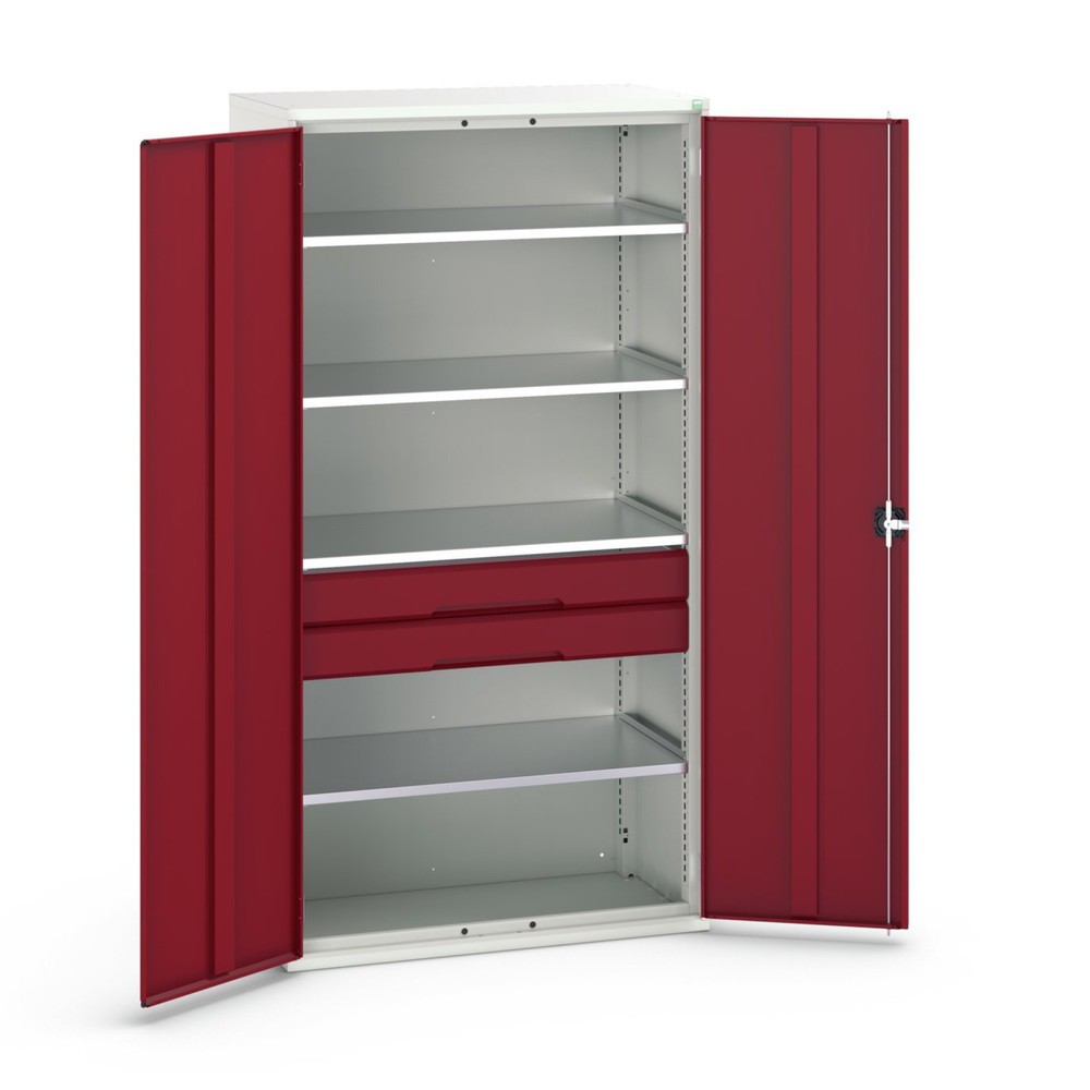 N° de l'image du produit 1 : bott Armoire à portes battantes avec tiroirs verso, avec 4 tablettes et 2 tiroirs, lxPxH : 1 050 x 550 x 2 000 mm