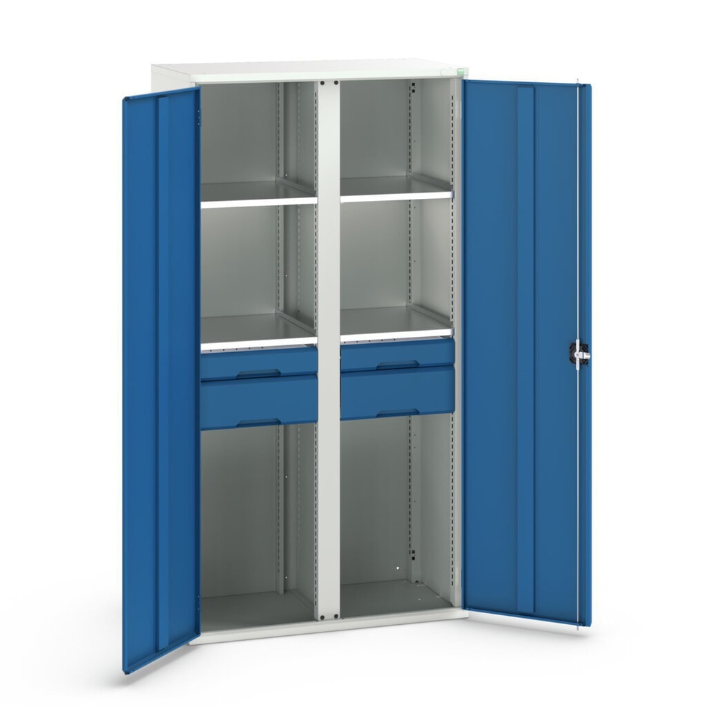 N° de l'image du produit 1 : bott Armoire à portes battantes avec tiroirs verso, avec 4 tablettes et 4 tiroirs, lxPxH : 1 050 x 550 x 2 000 mm