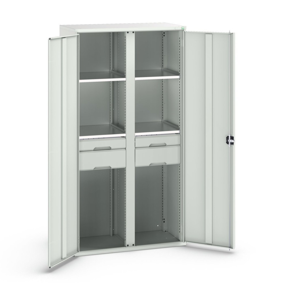 Illustration du produit: bott Armoire à portes battantes avec tiroirs verso, avec 4 tablettes et 4 tiroirs, lxPxH : 1 050 x 550 x 2 000 mm