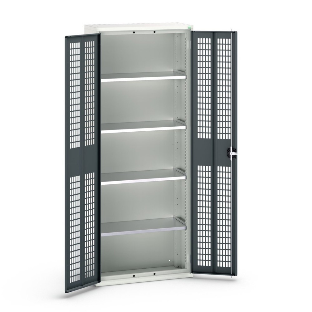 N° de l'image du produit 1 : bott Armoire à portes battantes verso avec ventilation, avec 4 tablettes, lxPxH : 800 x 350 x 2 000 mm