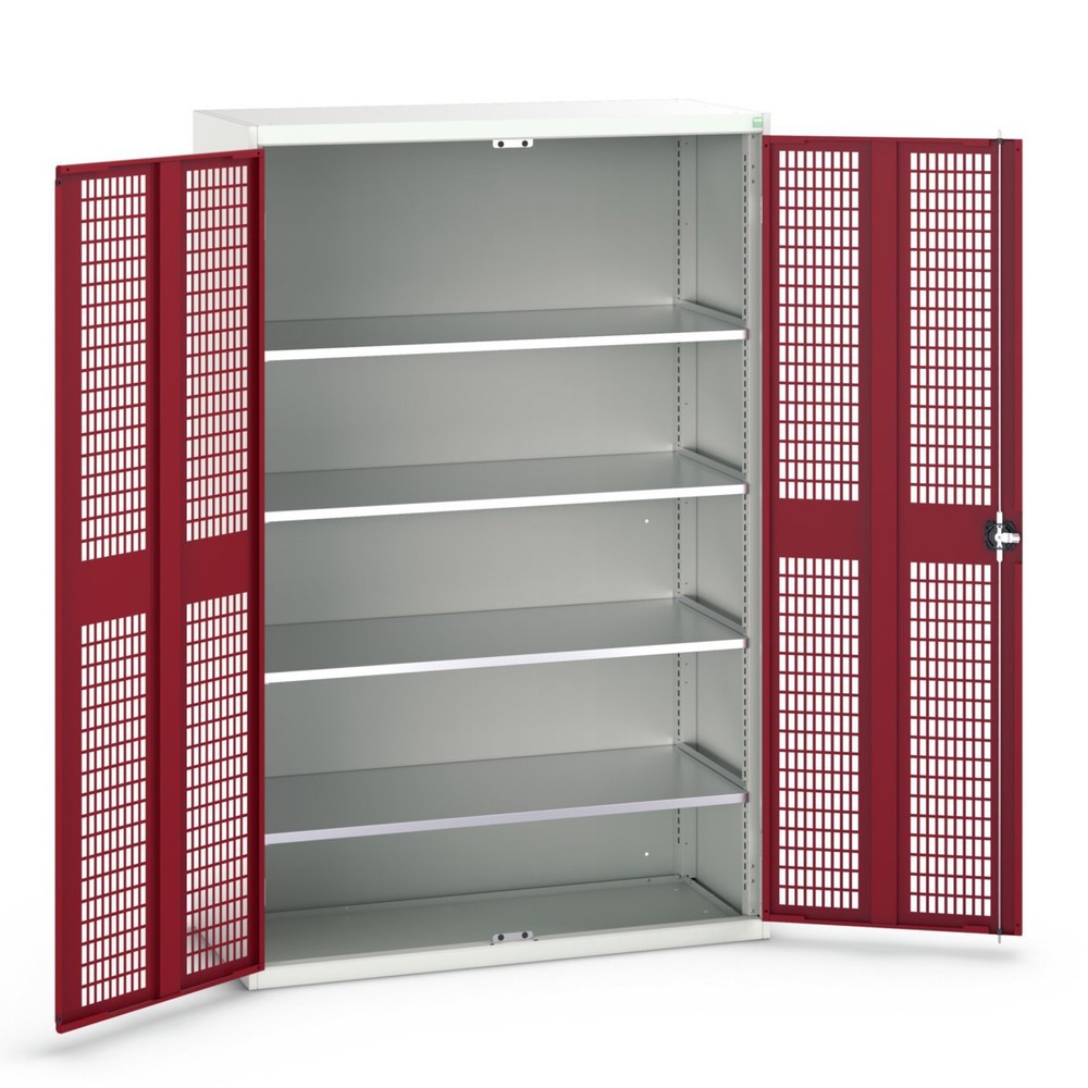 N° de l'image du produit 1 : bott Armoire à portes battantes verso avec ventilation, avec 4 tablettes, lxPxH : 1 300 x 550 x 2 000 mm