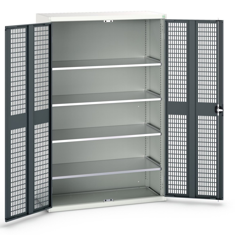 N° de l'image du produit 1 : bott Armoire à portes battantes verso avec ventilation, avec 4 tablettes, lxPxH : 1 300 x 550 x 2 000 mm
