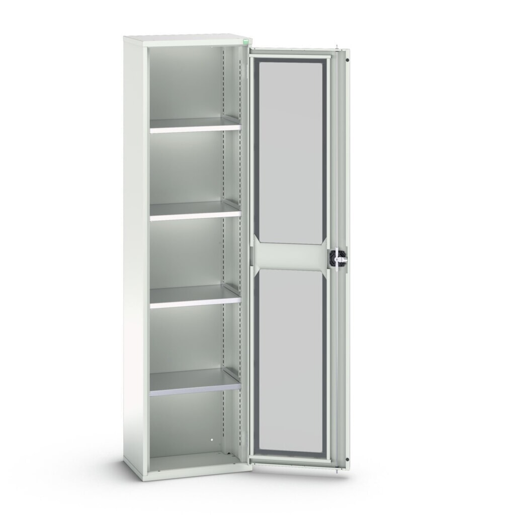bott Armoire à porte battante verso, porte transparente, avec 4 tablettes, lxPxH : 525 x 350 x 2 000 mm N° de l'image du produit 1 : bott Armoire à porte battante verso, porte transparente, avec 4 tablettes, lxPxH : 525 x 350 x 2 000 mm