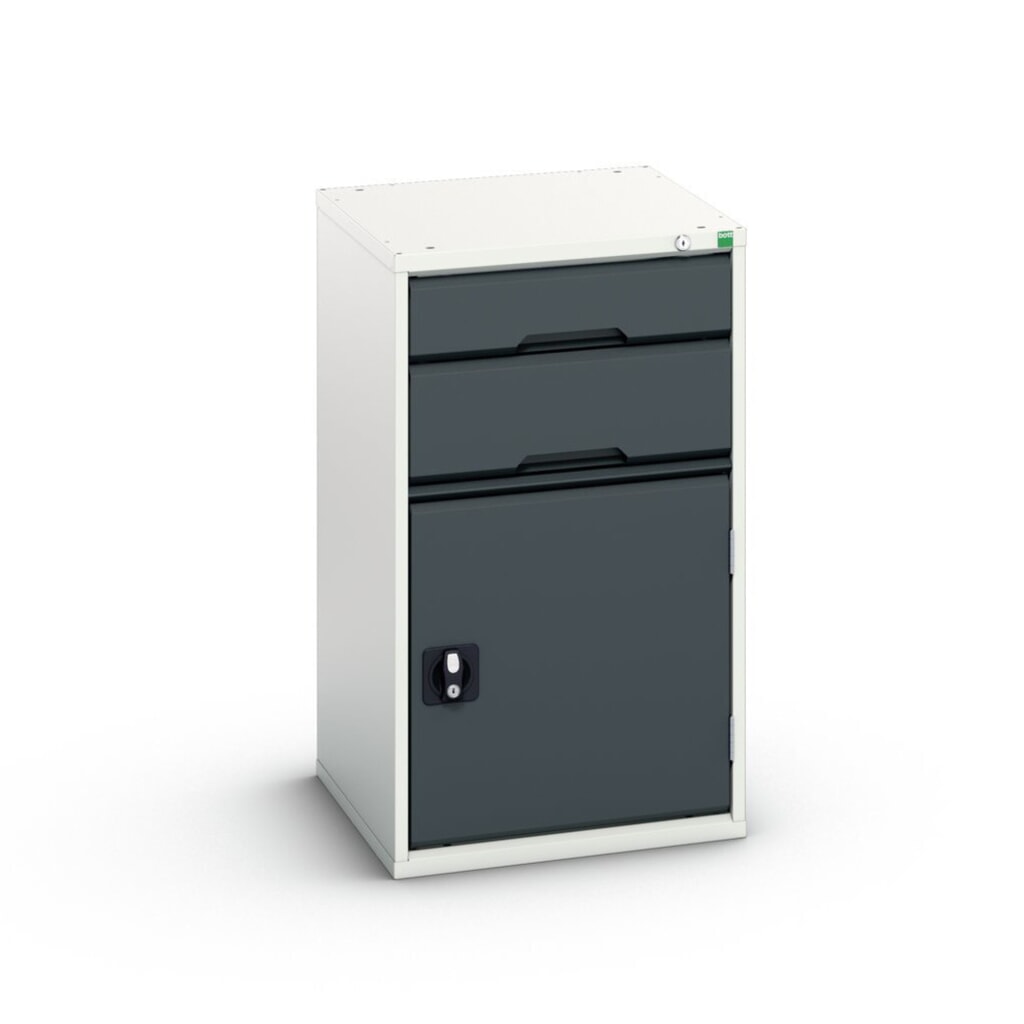 bott Armoire à tiroirs verso avec porte battante, avec 2 tiroirs et tablette, lxPxH : 525 x 550 x 900 mm N° de l'image du produit 1 : bott Armoire à tiroirs verso avec porte battante, avec 2 tiroirs et tablette, lxPxH : 525 x 550 x 900 mm