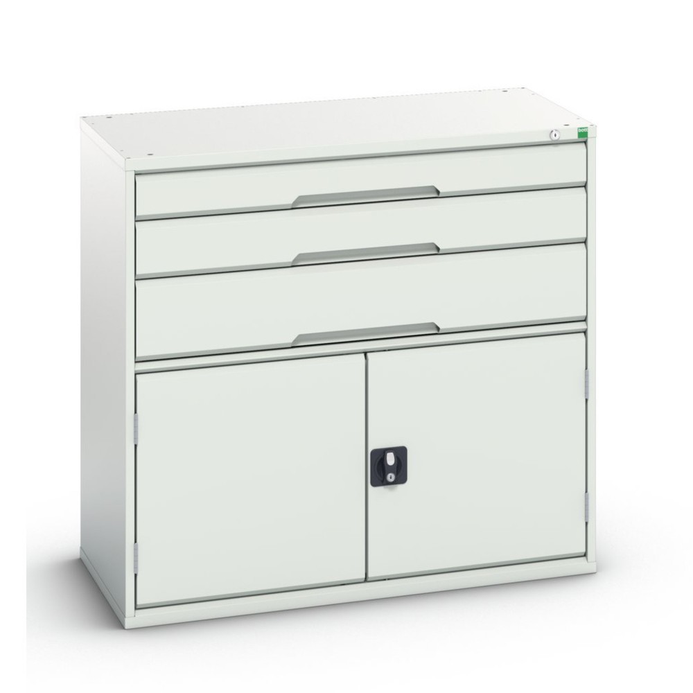 Illustration du produit: bott Armoire à tiroirs avec porte battante verso, 3 tiroirs, blocage tiroirs, tablette, lxPxH : 1 050 x 550 x 1 000 mm