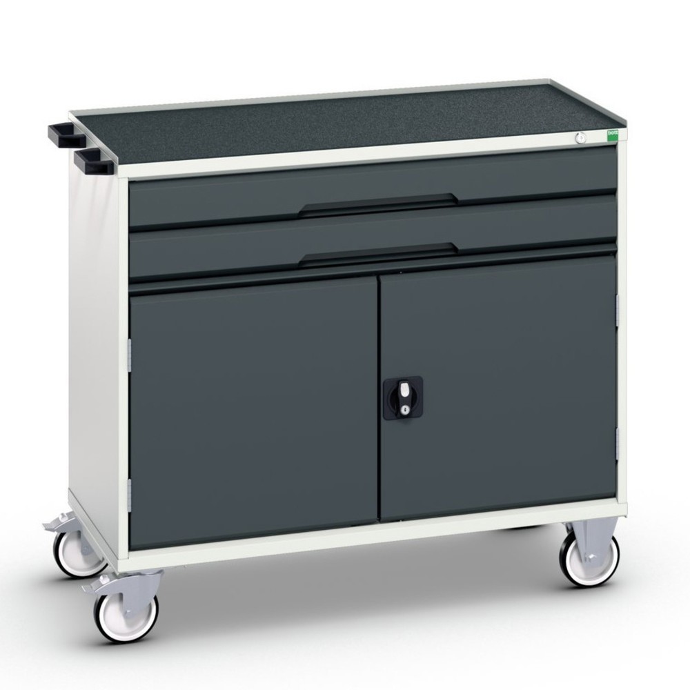 N° de l'image du produit 1 : bott Armoire à tiroirs verso mobile, avec 2 tiroirs, porte et rebord anti-chutes, lxPxH : 1 050 x 550 x 965 mm