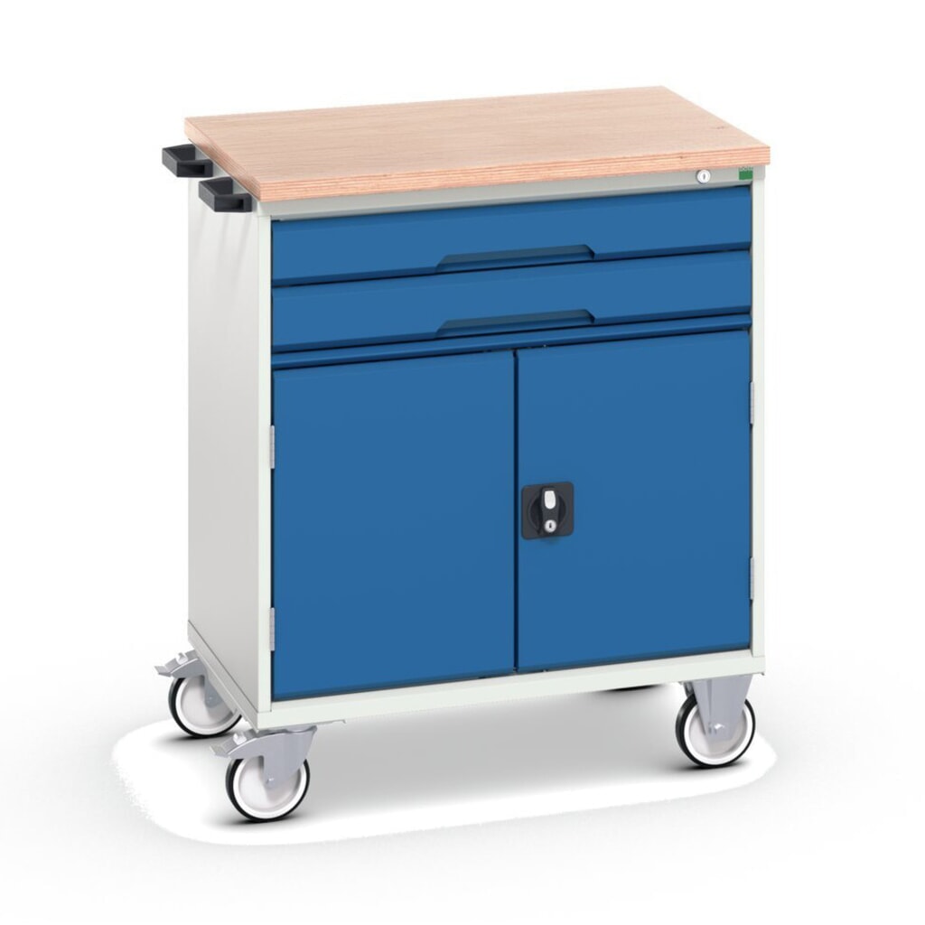 bott verso Chariot d’atelier, avec 2 tiroirs, porte et top en multiplex, lxPxH : 800 x 600 x 980 mm N° de l'image du produit 1 : bott verso Chariot d’atelier, avec 2 tiroirs, porte et top en multiplex, lxPxH : 800 x 600 x 980 mm