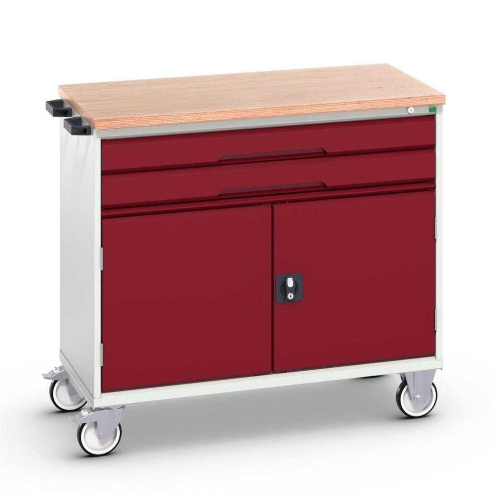N° de l'image du produit 1 : bott verso Chariot d’atelier, avec 2 tiroirs, porte et top en multiplex