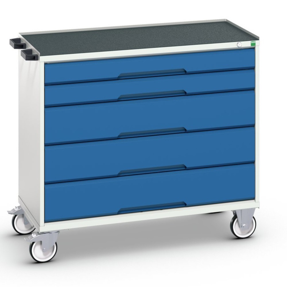 N° de l'image du produit 1 : bott verso Chariot d’atelier, avec 5 tiroirs et rebord anti-chute, lxPxH : 1050 x 550 x 965 mm