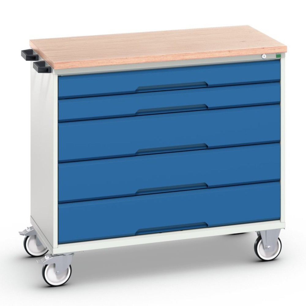 Numéro de l'image du produit 1: bott verso Chariot d’atelier, avec 5 tiroirs et top en multiplex, lxPxH : 1050 x 600 x 980 mm