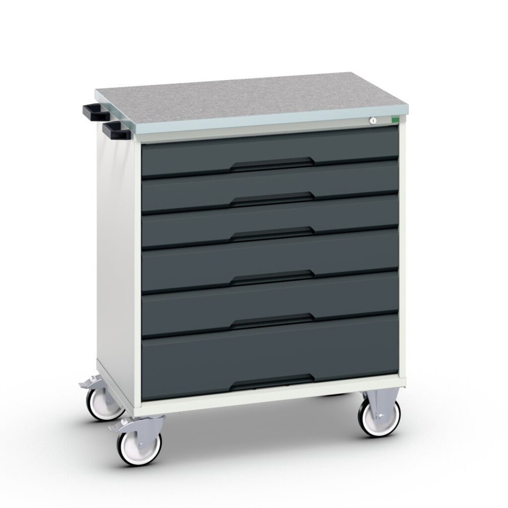bott verso Chariot d’atelier, avec 6 tiroirs et top en linoléum, lxPxH : 800 x 600 x 980 mm N° de l'image du produit 1 : bott verso Chariot d’atelier, avec 6 tiroirs et top en linoléum, lxPxH : 800 x 600 x 980 mm
