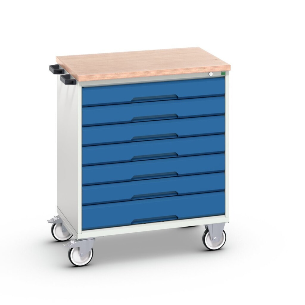 bott verso Chariot d’atelier, avec 7 tiroirs et top en multiplex, lxPxH : 800 x 600 x 980 mm N° de l'image du produit 1 : bott verso Chariot d’atelier, avec 7 tiroirs et top en multiplex, lxPxH : 800 x 600 x 980 mm