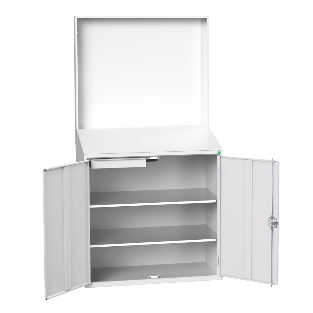 bott Pupitre verso Economy avec paroi arrière lisse, avec 2 tablettes, 1 tiroir, lxPxH : 1 050 x 550 x 2 000 mm N° de l'image du produit 1 : bott Pupitre verso Economy avec paroi arrière lisse, avec 2 tablettes, 1 tiroir, lxPxH : 1 050 x 550 x 2 000 mm