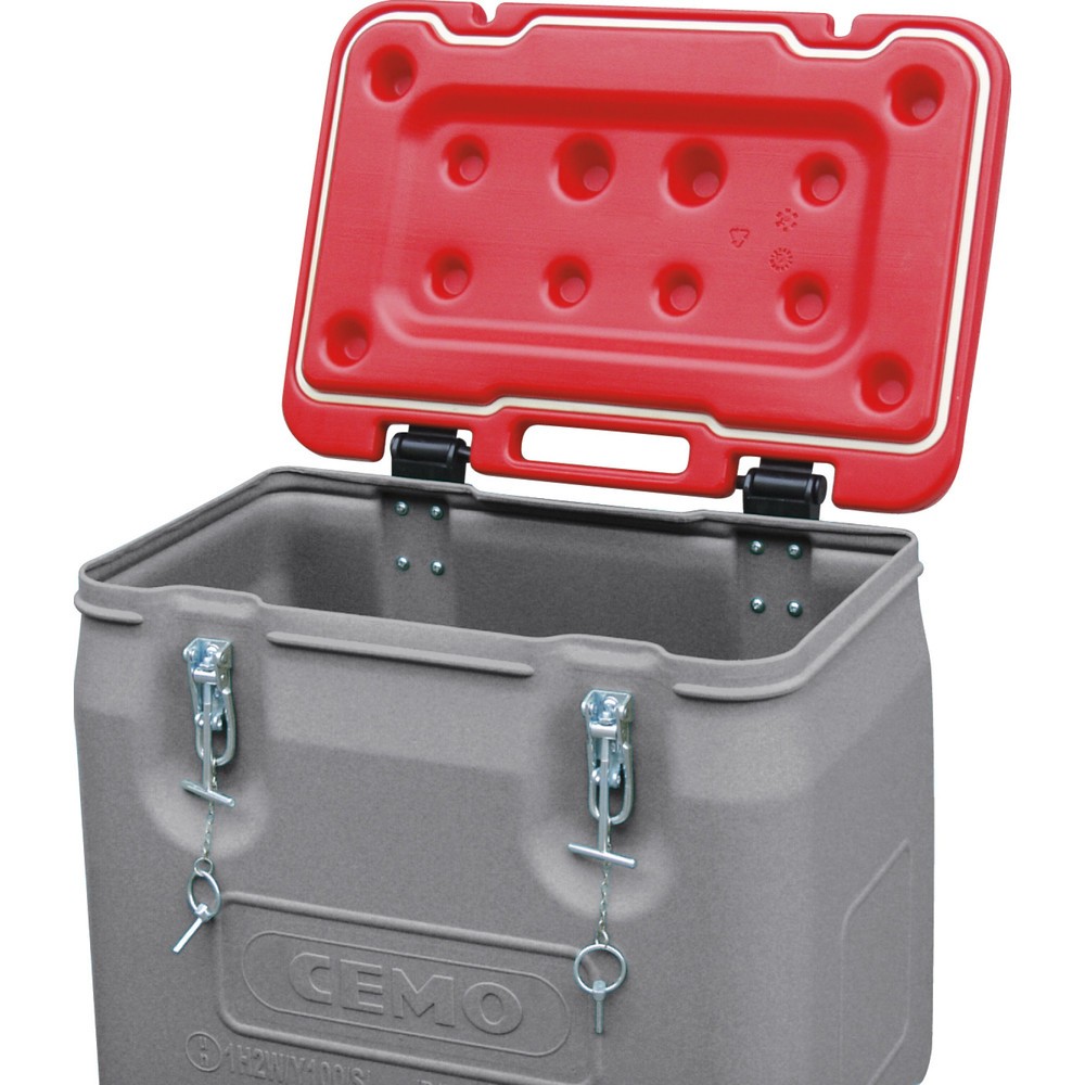 Numéro de l'image du produit 3: Box mobile CEMO, homologation produits dangereux, 170 l, couvercle rouge