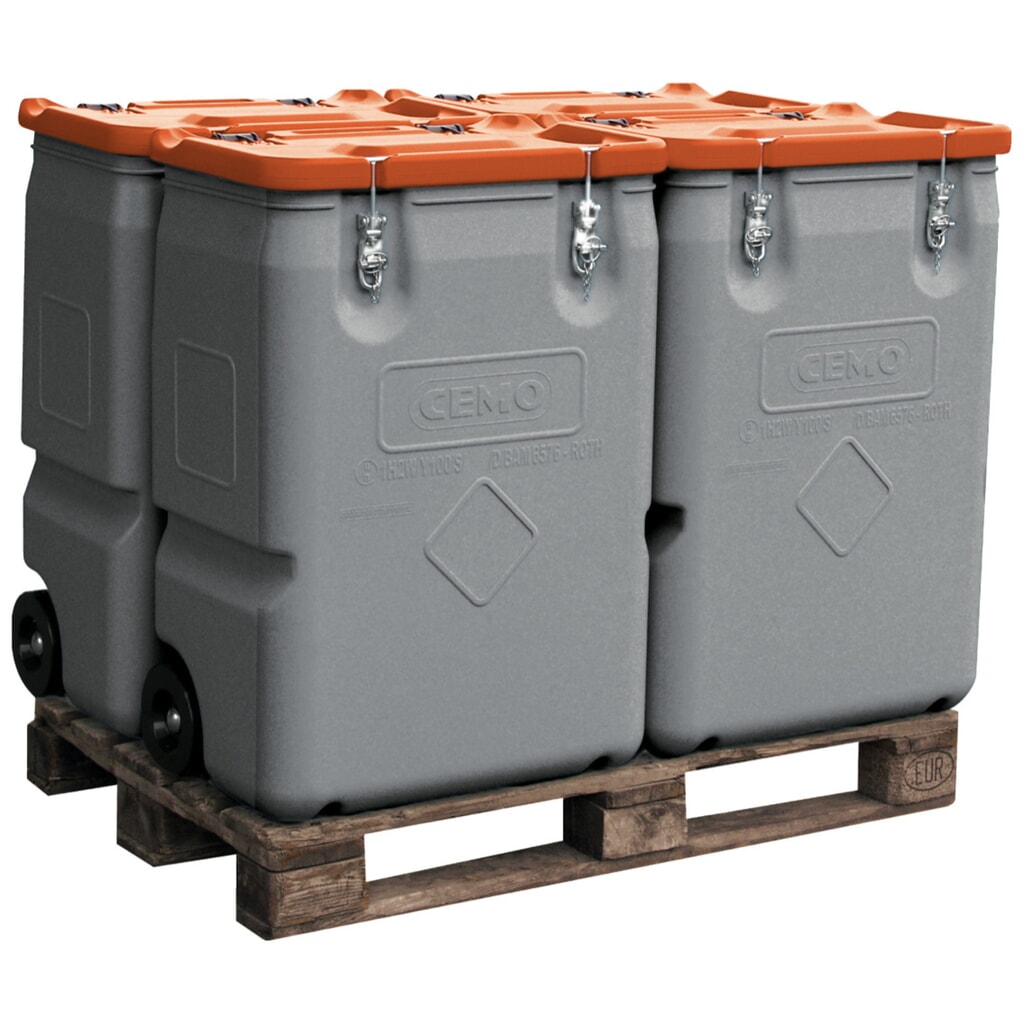 Box mobile CEMO, homologation produits dangereux, 170 l, couvercle orange Illustration du produit: Box mobile CEMO, homologation produits dangereux, 170 l, couvercle orange