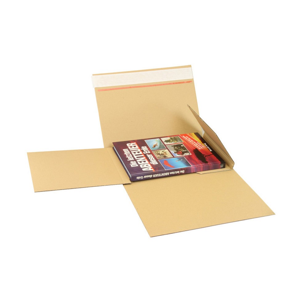 Illustration du produit: Emballage pour livres Drehfix, 315 x 230 x 10-100 mm, marron avec fermeture auto-adhésive