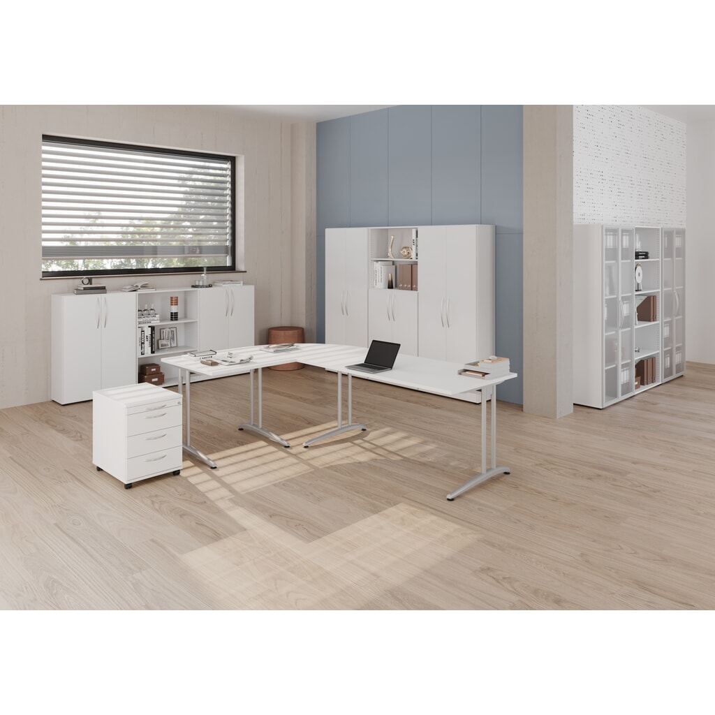 N° de l'image du produit 3 : Bureau Akzent Hammerbacher, pied en C, haut. x larg. x prof. 740 x 1 600 x 800 mm, gris