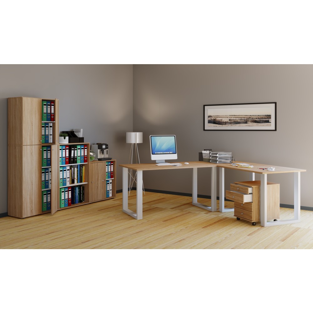 Numéro de l'image du produit 3: Bureau d'angle Lona, lxP 220 x 80 et 220 x 80 cm, pieds en U, chêne Sonoma