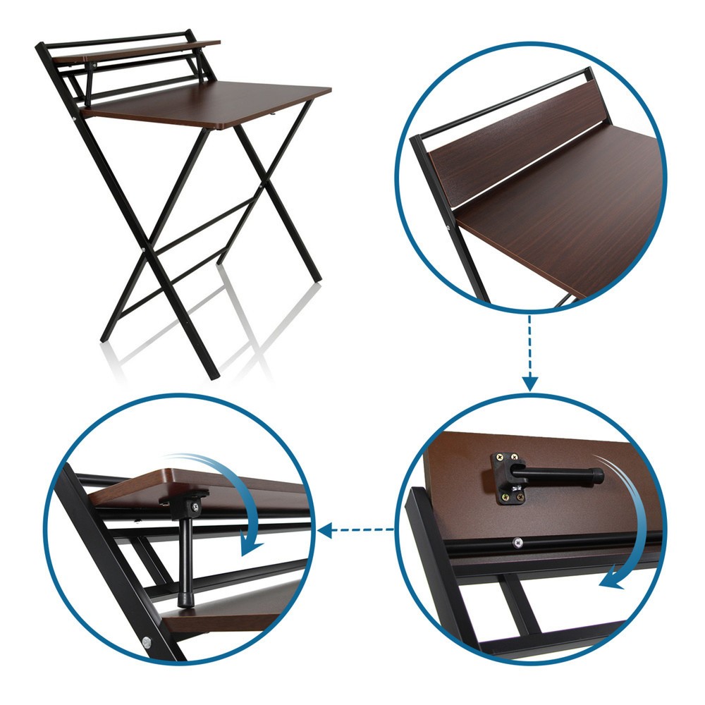 Numéro de l'image du produit 4: Bureau / table de travail hjh OFFICE EASY CLAP 92 x 84, noyer / noir