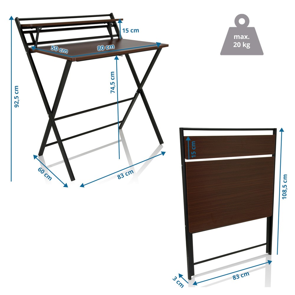 Numéro de l'image du produit 5: Bureau / table de travail hjh OFFICE EASY CLAP 92 x 84, noyer / noir