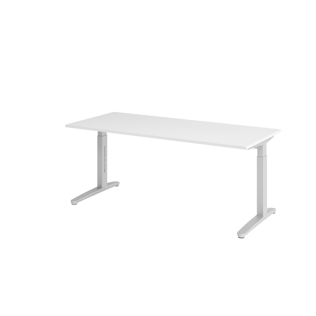 Bureau Hammerbacher réglable en hauteur manuellement, pied en C, L x P 1 800 x 800 mm, blanc N° de l'image du produit 1 : Bureau Hammerbacher réglable en hauteur manuellement, pied en C, L x P 1 800 x 800 mm, blanc