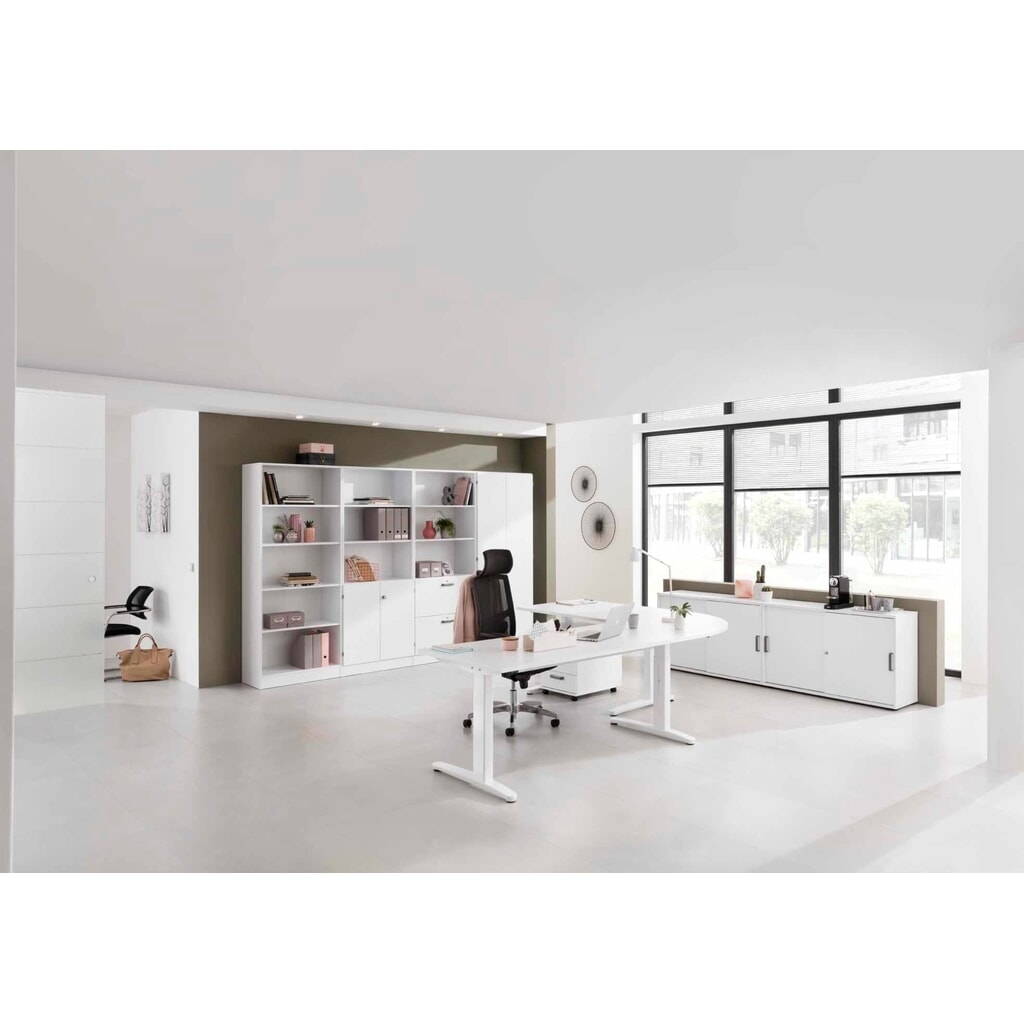 Bureau Hammerbacher réglable en hauteur manuellement, pied en C, L x P 1 800 x 800 mm, blanc N° de l'image du produit 2 : Bureau Hammerbacher réglable en hauteur manuellement, pied en C, L x P 1 800 x 800 mm, blanc
