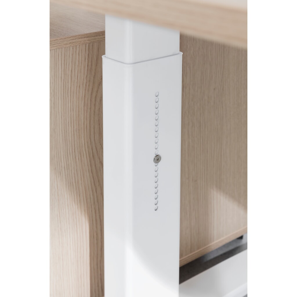 N° de l'image du produit 3 : Bureau Hammerbacher réglable en hauteur manuellement, pied en C, L x P 1 800 x 800 mm, blanc