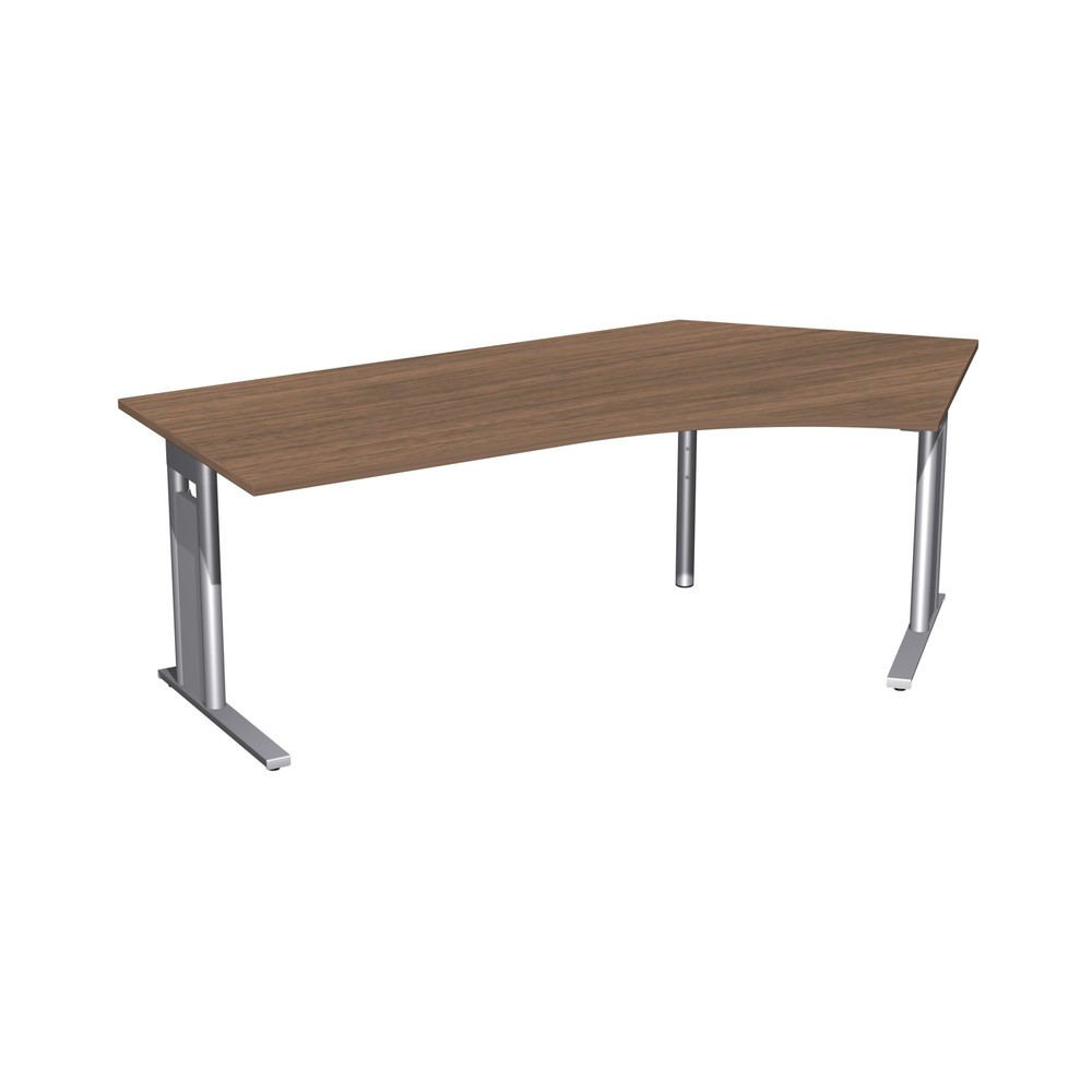 N° de l'image du produit 1 : Bureau Geramöbel profilé, plateau de table en forme libre 135° à droite, bâti en pied en C, lxP 2 166 x 1 130 mm, noyer