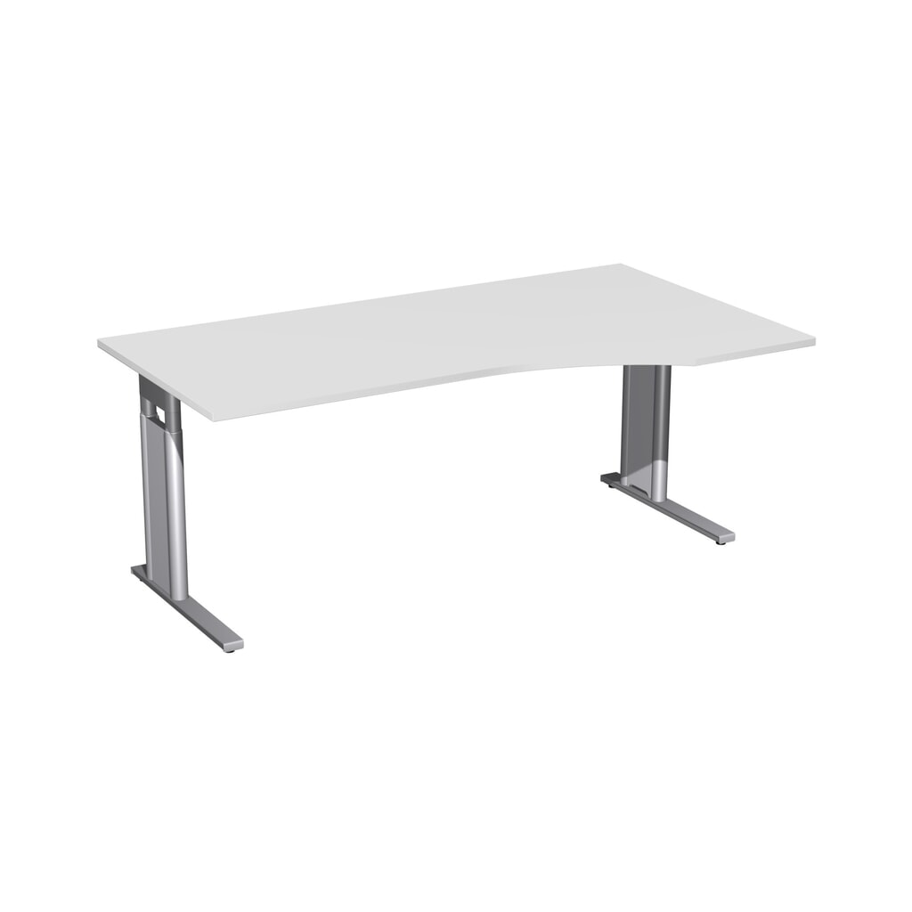 Bureau professionnel Geramöbel réglable en hauteur manuellement, pied en C, plateau de table en PC à droite, LxP 1 800 x 800/1 000 mm, gris clair Illustration du produit: Bureau professionnel Geramöbel réglable en hauteur manuellement, pied en C, plateau de table en PC à droite, LxP 1 800 x 800/1 000 mm, gris clair