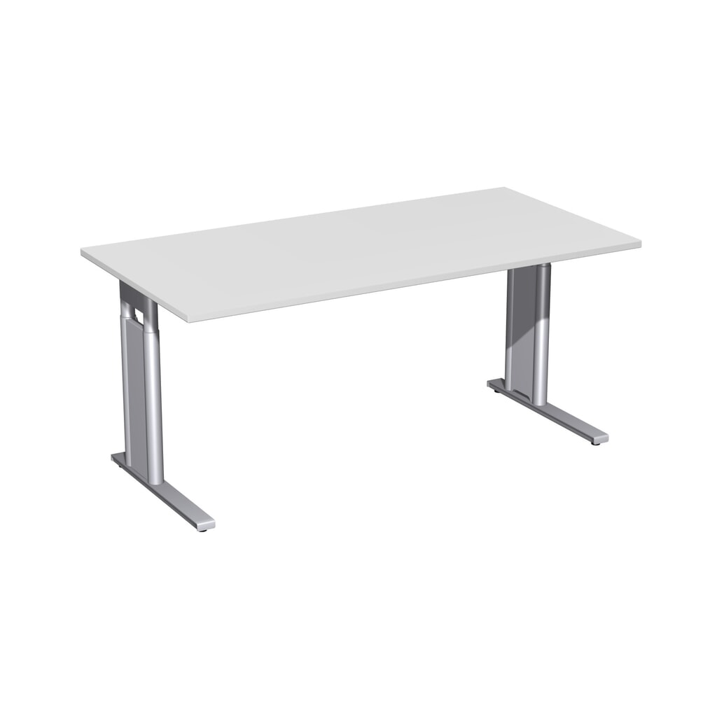 Illustration du produit: Bureau professionnel Geramöbel réglable en hauteur manuellement, pied en C, l x p 1 600 x 800 mm, gris clair