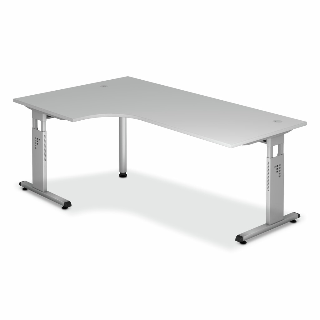 Illustration du produit: Bureau Solid, en angle de 90°, bâti à pied en C, lxP 2 000 x 1 200 mm, gris
